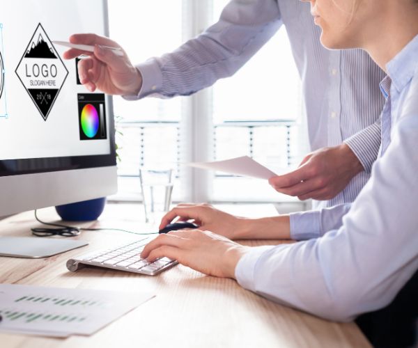 Team working on digital marketing and branding