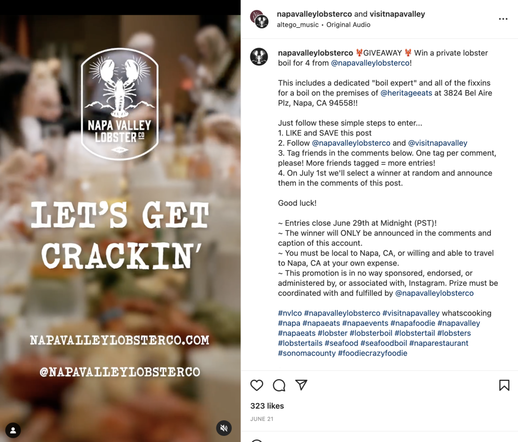 NVLCo "Let's Great Crackin" social media contest with Visit Napa Valley